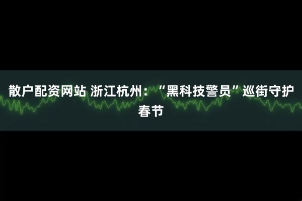 散户配资网站 浙江杭州：“黑科技警员”巡街守护春节