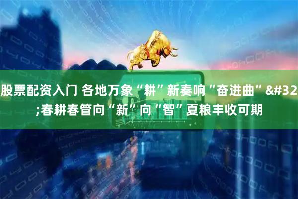 股票配资入门 各地万象“耕”新奏响“奋进曲” 春耕春管向“新”向“智”夏粮丰收可期